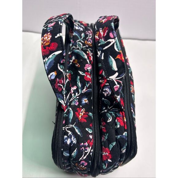 Quilted Floral Ultimate Travel Toiletry Cosmetic Bag Black Perennials Noir - Picture 5 of 10